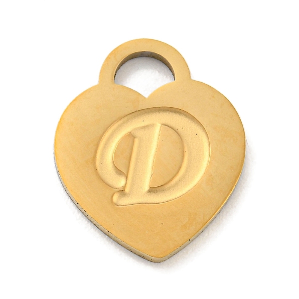 

PandaHall Ion Plating(IP) 304 Stainless Steel Pendants, Laser Cut, Heart with Letter Charm, Golden, Letter D, 15x12x1mm, Hole: 3x3.5mm 304...