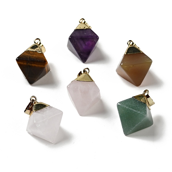 

PandaHall Natural Mixed Stone Gemstone Pendants, with Golden Tone Brass Findings, Rhoumbus, 24~26x21~23x16~17mm, Hole: 4.5x8mm Mixed Stone...