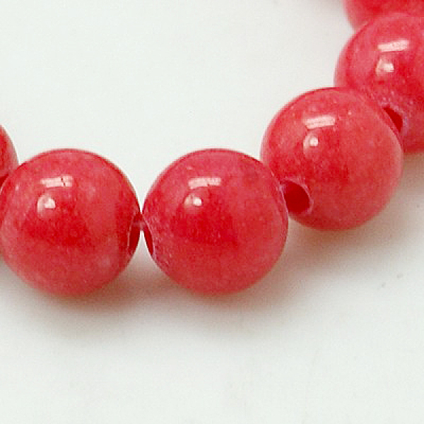 

PandaHall Natural Mashan Jade Round Beads Strands, Dyed, Crimson, 10mm, Hole: 1mm, about 41pcs/strand, 15.7 inch Mashan Jade Round Pink
