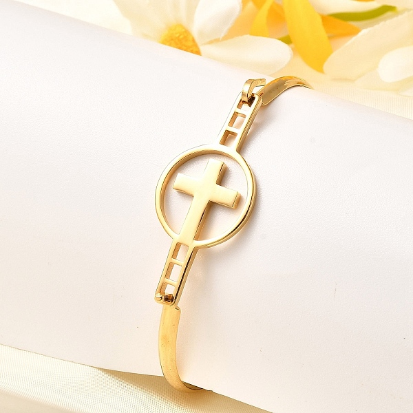 201 Stainless Steel Flat Round Link Bangles for Women