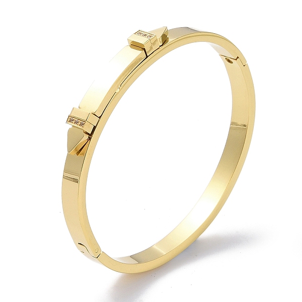

PandaHall Vacuum Plating Arrow 304 Stainless Steel with Crystal Rhinestone Hinged Bangles, Golden, 1/4 inch(0.6cm), Inner Diameter..., Clear