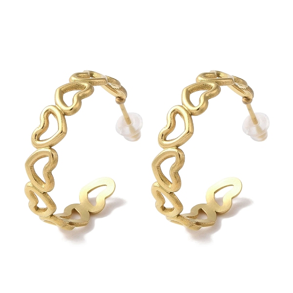 

PandaHall Vacuum Plating 201 Stainless Steel Studs Earring, with 304 Stainless Steel Pin, Heart, Real 18K Gold Plated, 23.5x5mm 201...