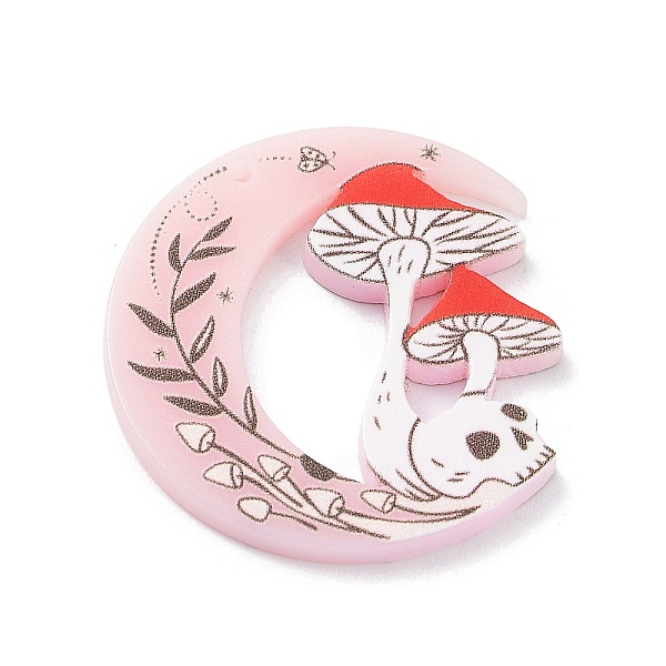 

PandaHall Acrylic Pendants, Skull with Mushroom, Moon, 30x28x2.5mm, Hole: 1.2mm Acrylic Moon