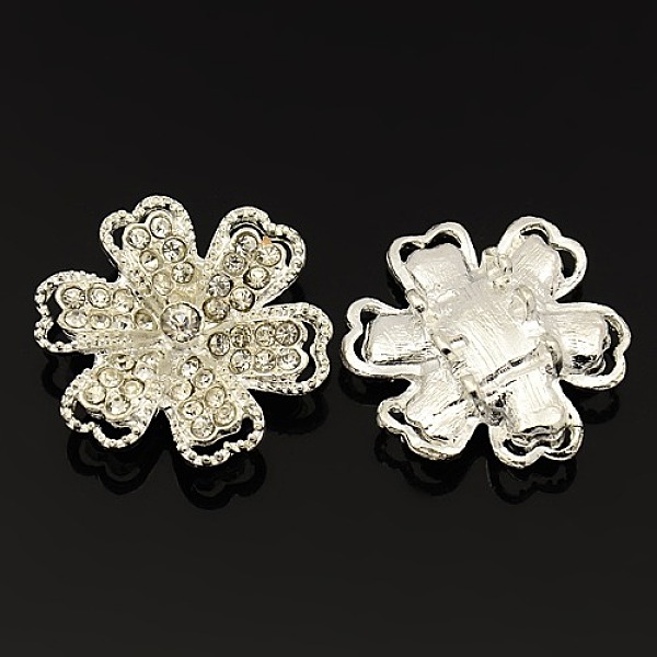 

PandaHall Zinc Alloy Multi-Strand Rhinestone Links, Three Holes, Flower, Silver Color Plated, 31x9mm, Hole: 1.8mm Alloy+Rhinestone Flower..., Clear