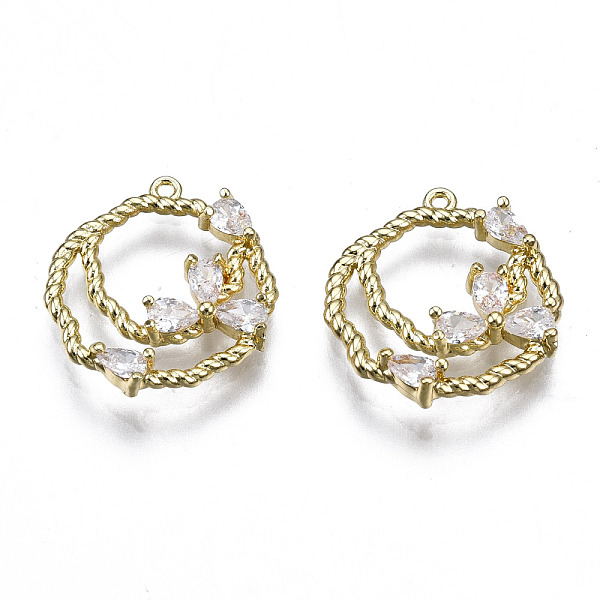 Ciondoli in ottone zirconi chiari micro pavé