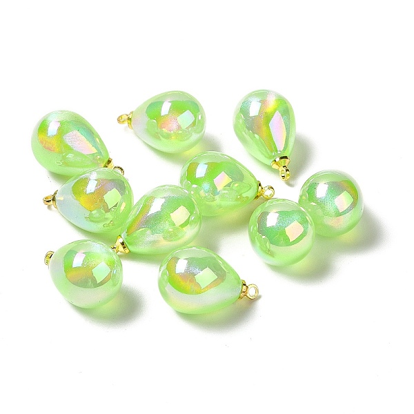

PandaHall UV Plating Acrylic Pendants, with Light Gold Tone Brass Findings, Teardrop Charm, Lawn Green, 19.5x12mm, Hole: 1.6mm Brass+Acrylic...