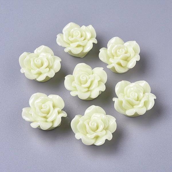 

PandaHall Resin Beads, Flower Rose, Creamy White, 24x13mm, Hole: 1.5mm Resin Flower