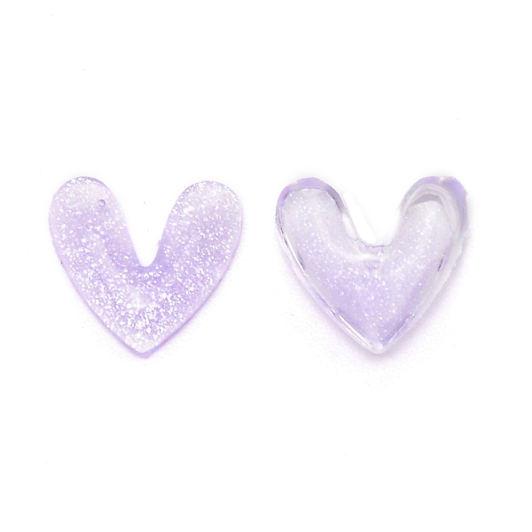 

PandaHall 3D Heart with Glitter Powder Resin Cabochons, Nail Art Studs, Nail Art Decoartion Accessories, Lilac, 9.5x9.5x2mm, about 30pcs/bsg..., Purple