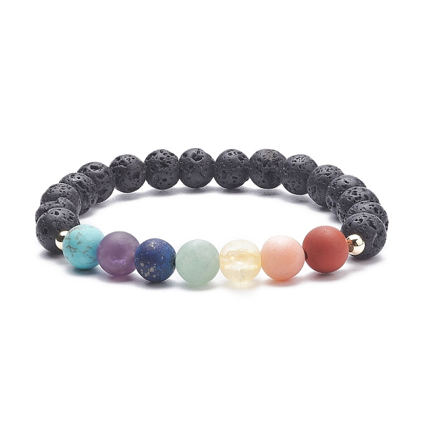 

PandaHall Natural Lava Rock & Mixed Stone Stretch Bracelet, Essential Oil 7 Chakra Gemstone Jewelry for Women, Inner Diameter: 2-1/8 inch...