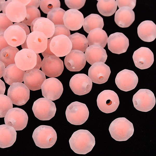 

PandaHall Transparent Acrylic Beads, Bead in Bead, Frosted, Faceted, Round, Salmon, 9.5x9.5mm, Hole: 2mm, about 1041pcs/500g Acrylic Round..., Red