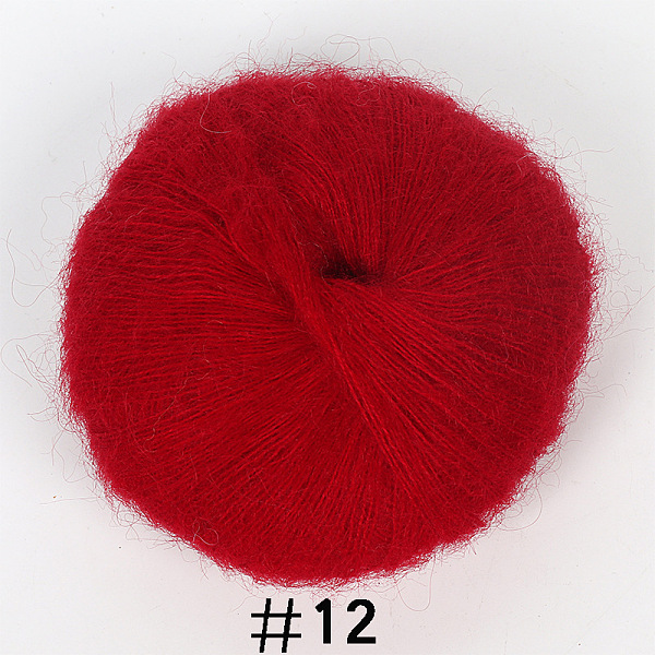 

PandaHall 25g Angora Mohair Wool Knitting Yarn, for Shawl Scarf Doll Crochet Supplies, FireBrick, 1mm Angora Red