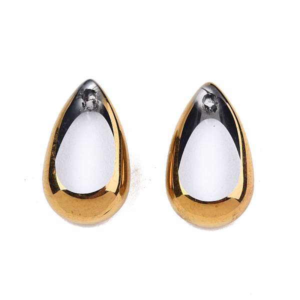 

PandaHall Electroplated Glass Charms, Edge Plated, Teardrop, Dark Goldenrod, 14x8x4mm, Hole: 1mm Glass Teardrop