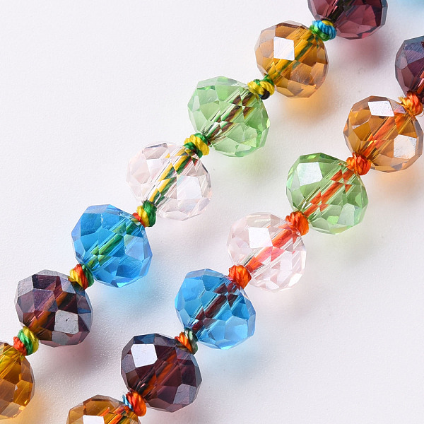 

PandaHall Transparent Glass Beads Strands, Faceted Abacus, Mixed Color, 8x6mm, Hole: 1.2mm, about 31pcs/strand, 9.25 inch~9.45 inch..., Multicolor
