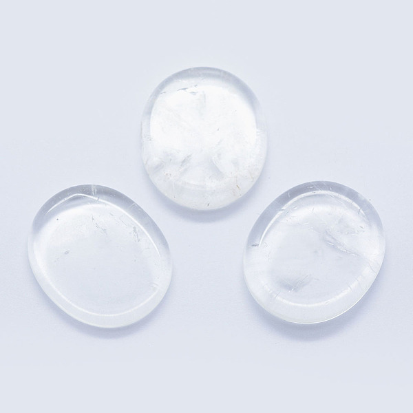 

PandaHall Natural & Synthetic Gemstone Cabochons, Oval, 27x23x5~7mm Quartz Crystal Oval White