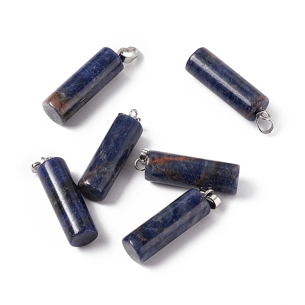 

PandaHall Natural Sodalite Pendants, with Platinum Tone Brass Findings, Column Charm, 27x8mm, Hole: 6x3.2mm Sodalite Column