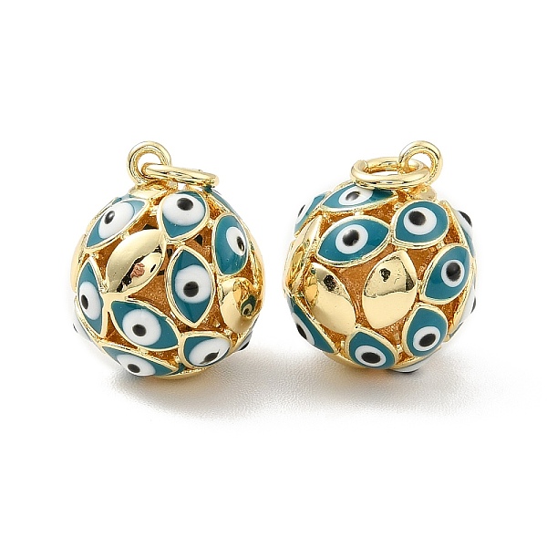 

PandaHall Brass Enamel Charms, with Jump Ring, Golden, Round with Evil Eye, Deep Sky Blue, 14.5x12mm Brass+Enamel Evil Eye
