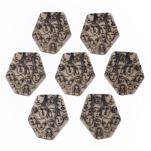 

PandaHall Acrylic Pendants, 3D Printed, Polygon, Abstract Face Pattern, Black, 45x39x2mm, Hole: 1.8mm Acrylic Polygon Black