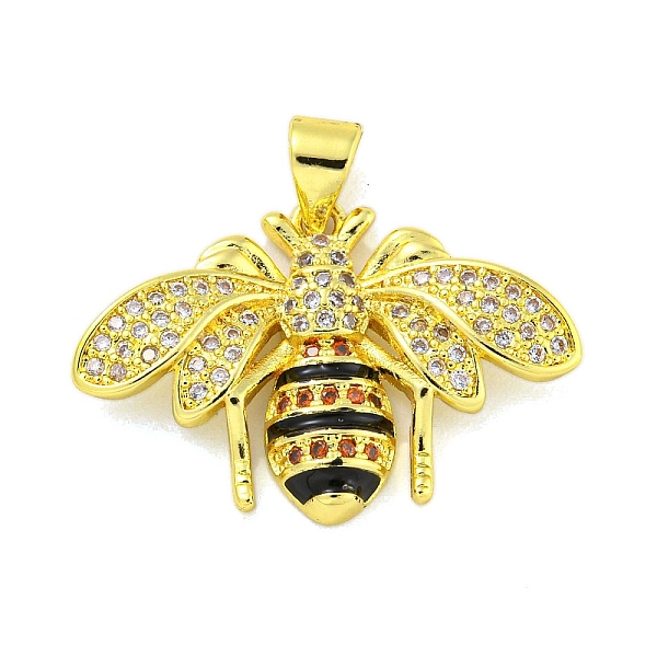 

PandaHall Brass Micro Pave Clear Cubic Zirconia Pendants, with Enamel, Bee, Real 18K Gold Plated, 17x25.5x3.5mm, Hole: 4x3mm Brass+Cubic...