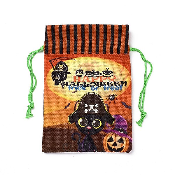 

PandaHall Halloween Cotton Cloth Storage Pouches, Rectangle Drawstring Treat Bags Goody Bags, for Candy Gift Bags, Cat Pattern...