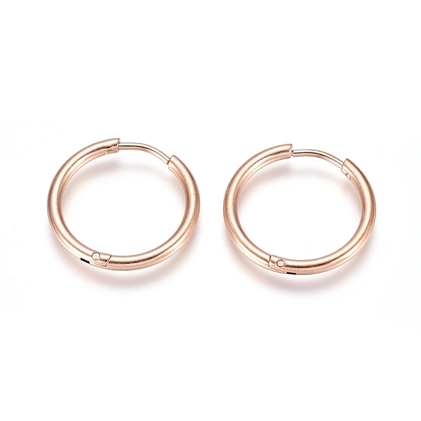 

PandaHall 304 Stainless Steel Huggie Hoop Earrings, with 316 Surgical Stainless Steel Pin, Ion Plating(IP), Ring, Rose Gold, 20x2mm, 12...