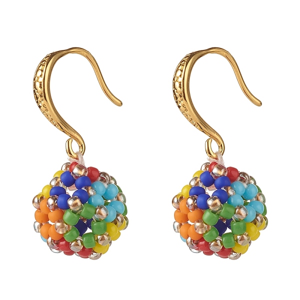 

PandaHall MIYUKI Round Rocailles Beads, Japanese Seed Beads Dangle Earrings, Opaque Colours Luster, Brass Earring Hooks, Colorful, 27mm, Pin...