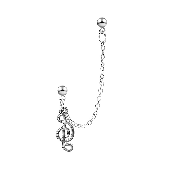 

PandaHall Musical Note Alloy Dangle Stud Earrings, Dangle Chains Double Piercing Earrings, Platinum, 65mm Alloy Musical Note