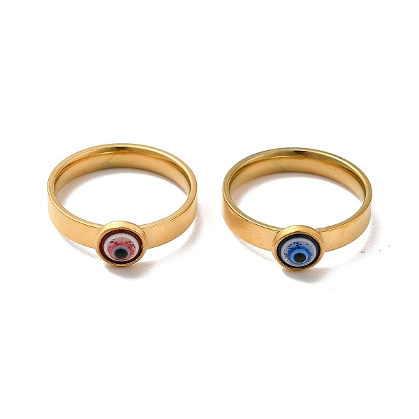 

PandaHall Resin Evil Eye Finger Ring, Golden 304 Stainless Steel Jewelry for Women, Mixed Color, US Size 9(18.9mm) 304 Stainless Steel..., Multicolor