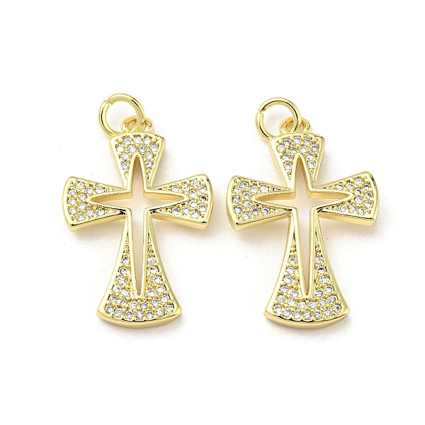 

PandaHall Brass with Cubic Zirconia Pendant, Cross, Real 16K Gold Plated, 25x16.5x2.5mm Brass+Cubic Zirconia Cross Clear