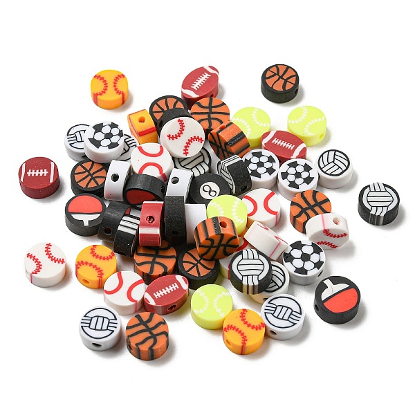 

PandaHall Handmade Polymer Clay Beads, Football/Basketball/Rugby/Volleyball/Baseball, Mixed Color, 9.5x4.5mm, Hole: 1.8mm Polymer Clay Mixed..., Multicolor