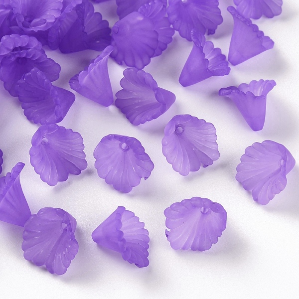 

PandaHall Frosted Acrylic Bead Caps, Flower, Blue Violet, 12x12x9mm, Hole: 1.2mm, about 1700pcs/500g Acrylic