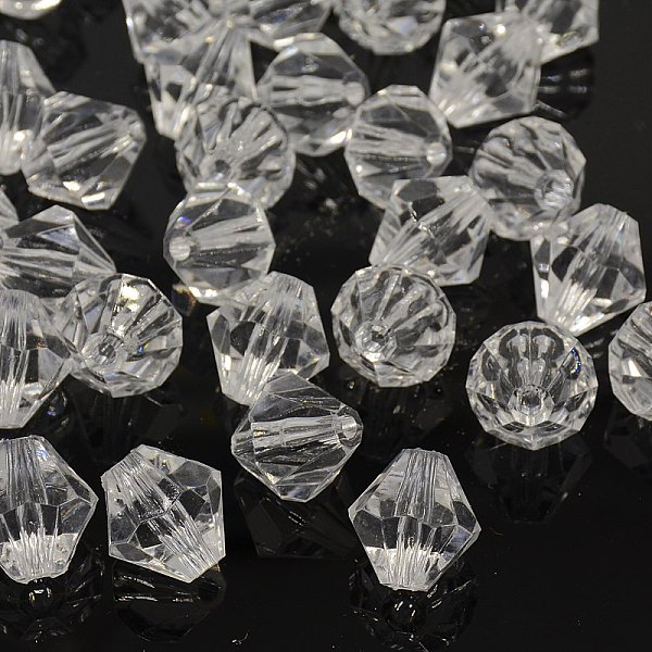 

PandaHall Faceted Bicone Transparent Acrylic Beads, Dyed, Clear, 18mm, Hole: 2mm, about 150pcs/500g Acrylic Bicone Clear