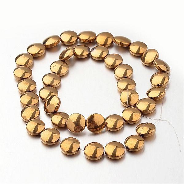 

PandaHall Electroplate Non-magnetic Synthetic Hematite Bead Strands, Flat Round, Mixed Color, 4x3mm, Hole: 1mm, about 102pcs/strand, 15.7...