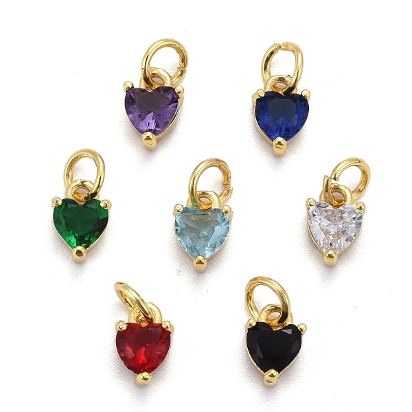 

PandaHall Brass Micro Pave Cubic Zirconia Charms, Long-Lasting Plated, Real 18K Gold Plated, Heart, Mixed Color, 8x5x3.5mm, Hole: 3mm..., Multicolor