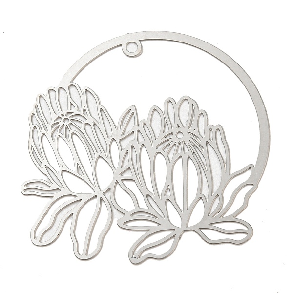 

PandaHall 201 Stainless Steel Pendants, Etched Metal Embellishments, Flower Charm, Stainless Steel Color, 37.5x39.5x0.2mm, Hole: 1.6mm 201...