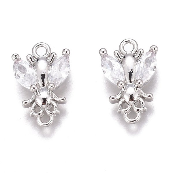 

PandaHall Brass Micro Pave Clear Cubic Zirconia Charms, Long-Lasting Plated, Real Platinum Plated, 11.5x7.5x3mm, Hole: 1mm Brass+Cubic...
