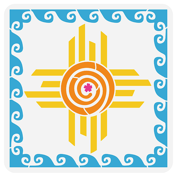 

PandaHall FINGERINSPIRE Zia Sun Swirl Stencil 11.8x11.8 inch Tribe Zia Symbol Reusable Mylar Stencil Plastic Wave Sun Vortex Patterns...