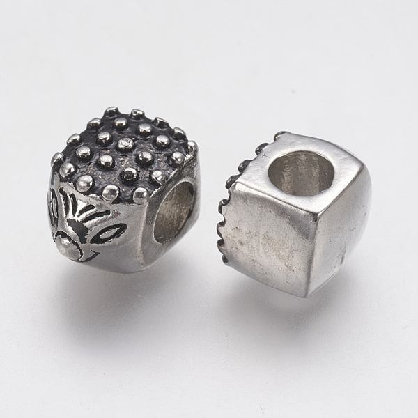 

PandaHall Ion Plating(IP) 304 Stainless Steel European Beads, Large Hole Beads, Hedgehog, Antique Silver, 12x8x8.5mm, Hole: 4mm 304...