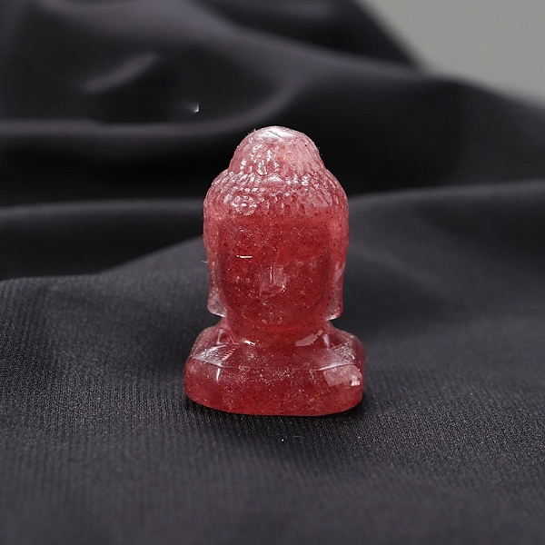 

PandaHall Natural Strawberry Quartz Healing Buddha Head Figurines, Reiki Energy Stone Display Decorations, 40x25mm Strawberry Quartz Others