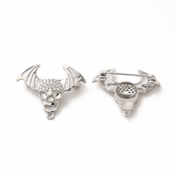 

PandaHall Clear Cubic Zirconia Skull with Wing Brooch Pin, Brass Badge for Backpack Clothes, Platinum, 28x22.5x8mm, Hole: 1.2mm Brass+Cubic...