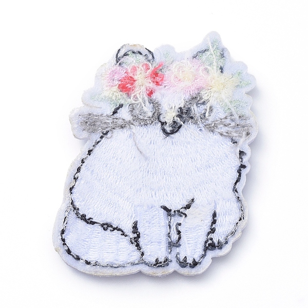 

PandaHall Computerized Embroidery Cloth Iron on/Sew on Patches, Costume Accessories, Appliques, Cat with Flower, Colorful, 49x40x2mm Cloth...