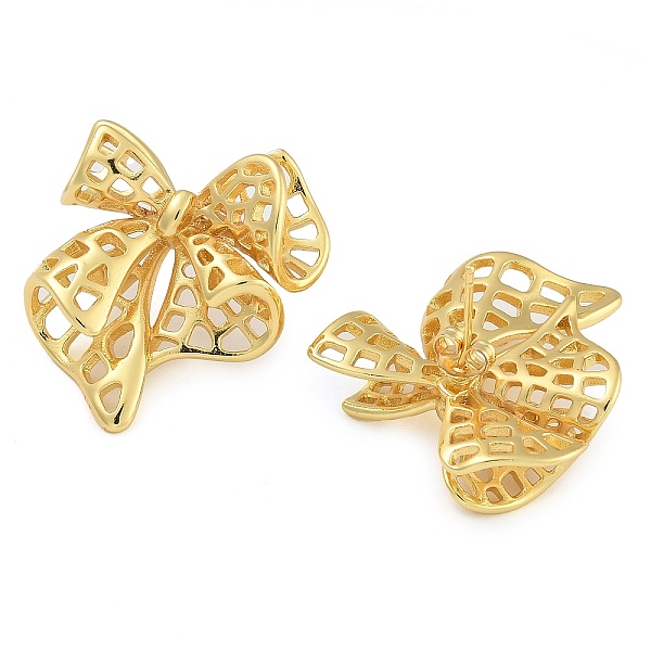 Brass Bowknot Stud Earrings