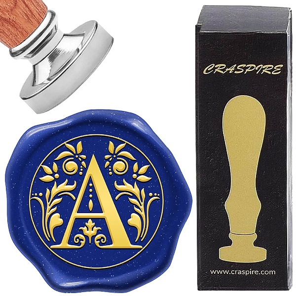 

PandaHall DIY Scrapbook Wax Seal Stamp Sets, 1Pc Silver Color Plated Brass Wax Seal Stamp Head with 1Pc Wood Handle, Letter A, Stamp...