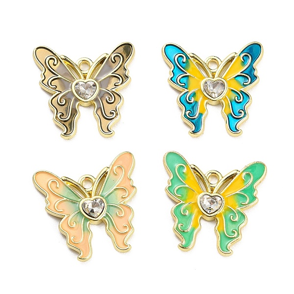

PandaHall Alloy with Glass Enamel Pendants, Butterfly Charms, Mixed Color, 17x18x2.5mm, Hole: 1.5mm Alloy+Glass Butterfly Multicolor