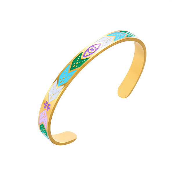 304 Stainless Steel Enamel Cuff Bangles for Women