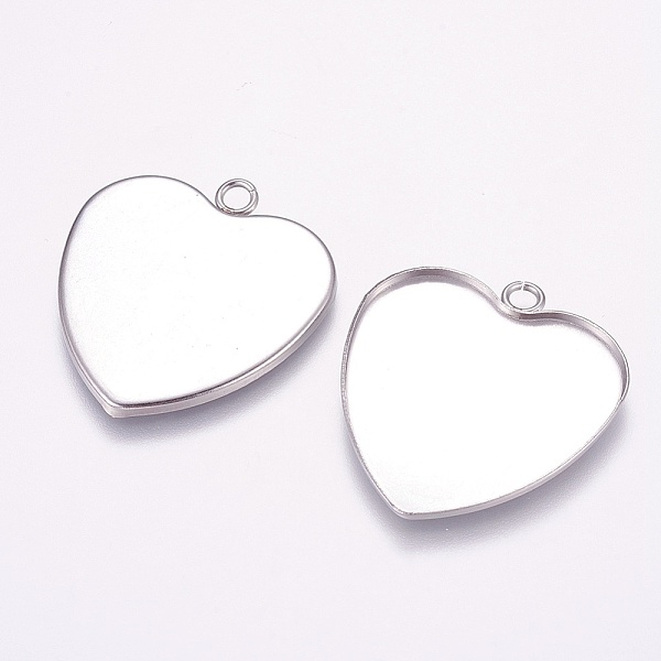 

PandaHall 304 Stainless Steel Pendant Cabochon Settings, Plain Edge Bezel Cups, Heart, Stainless Steel Color, Tray: 28x29mm, 34x31x1mm, Hole...