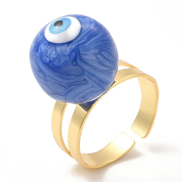 

PandaHall Enamel Round with Evil Eye Beaded Open Cuff Ring, Real 18K Gold Plated Brass Jewelry for Women, Blue, Inner Diameter: 20mm Brass...