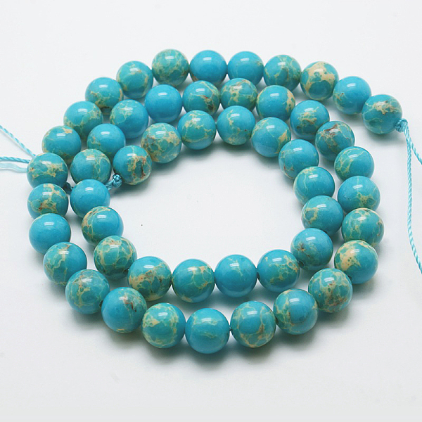 

PandaHall Synthetic Imperial Jasper Beads Strands, Dyed, Round, Cyan, 8mm, Hole: 1mm, about 48pcs/strand, 15.5 inch Imperial Jasper Round...
