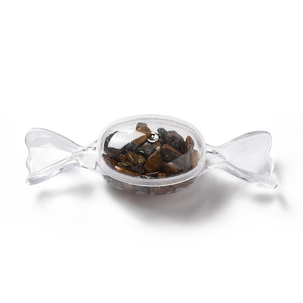 

PandaHall Natural Tiger Eye Chip Decorates, with Transparent Plastic Storage Box, Candy, 25x82.5x23mm Tiger Eye Candy