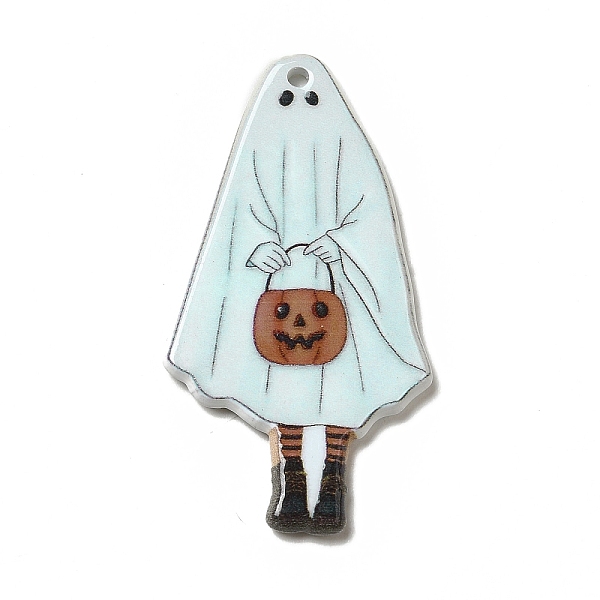 

PandaHall Halloween Printed Acrylic Pendants, Ghost Pattern, 45x24.5x2.5mm, Hole: 2mm Acrylic Ghost