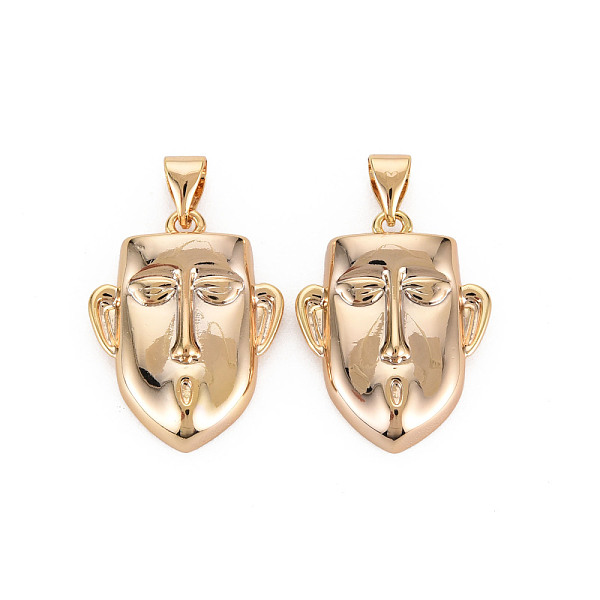 

PandaHall Brass Pendants, with Snap on Bails, Nickel Free, Face, Real 18K Gold Plated, 21x16.5x4.5mm, Hole: 4.5x3mm Brass Human